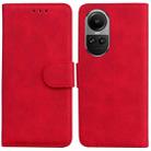 For OPPO Reno10 5G Global/Reno10 Pro Global Skin Feel Pure Color Flip Leather Phone Case(Red) - 1