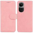 For OPPO Reno10 5G Global/Reno10 Pro Global Skin Feel Pure Color Flip Leather Phone Case(Pink) - 1