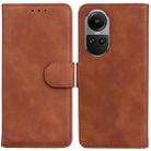 For OPPO Reno10 5G Global/Reno10 Pro Global Skin Feel Pure Color Flip Leather Phone Case(Brown) - 1