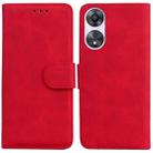 For OPPO A58 4G Skin Feel Pure Color Flip Leather Phone Case(Red) - 1