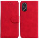 For OPPO A38 4G / A18 Skin Feel Pure Color Flip Leather Phone Case(Red) - 1