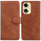 For OPPO A59 5G / A2M Skin Feel Pure Color Flip Leather Phone Case(Brown) - 1