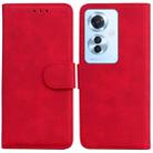 For OPPO Reno11 F Global Skin Feel Pure Color Flip Leather Phone Case(Red) - 1