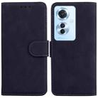 For OPPO Reno11 F Global Skin Feel Pure Color Flip Leather Phone Case(Black) - 1