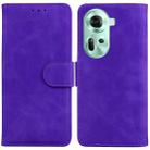 For OPPO Reno11 Global Skin Feel Pure Color Flip Leather Phone Case(Purple) - 1