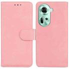 For OPPO Reno11 Global Skin Feel Pure Color Flip Leather Phone Case(Pink) - 1