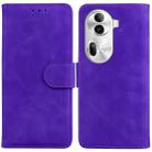 For OPPO Reno11 Pro 5G Global Skin Feel Pure Color Flip Leather Phone Case(Purple) - 1