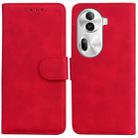 For OPPO Reno11 Pro 5G Global Skin Feel Pure Color Flip Leather Phone Case(Red) - 1