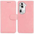 For OPPO Reno11 Pro 5G Global Skin Feel Pure Color Flip Leather Phone Case(Pink) - 1