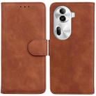 For OPPO Reno11 Pro 5G Global Skin Feel Pure Color Flip Leather Phone Case(Brown) - 1