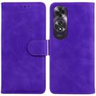 For OPPO A60 4G Skin Feel Pure Color Flip Leather Phone Case(Purple) - 1