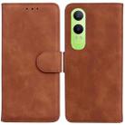 For OPPO K12x Skin Feel Pure Color Flip Leather Phone Case(Brown) - 1