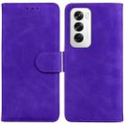 For OPPO Reno12 5G Global Skin Feel Pure Color Flip Leather Phone Case(Purple) - 1