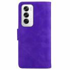 For OPPO Reno12 5G Global Skin Feel Pure Color Flip Leather Phone Case(Purple) - 3