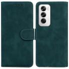 For OPPO Reno12 5G Global Skin Feel Pure Color Flip Leather Phone Case(Green) - 1