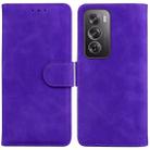 For OPPO Reno12 Pro 5G Global Skin Feel Pure Color Flip Leather Phone Case(Purple) - 1