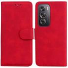 For OPPO Reno12 Pro 5G Global Skin Feel Pure Color Flip Leather Phone Case(Red) - 1