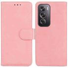 For OPPO Reno12 Pro 5G Global Skin Feel Pure Color Flip Leather Phone Case(Pink) - 1
