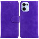 For OPPO Reno13 Global Skin Feel Pure Color Flip Leather Phone Case(Purple) - 1