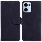 For OPPO Reno13 Global Skin Feel Pure Color Flip Leather Phone Case(Black) - 1