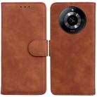 For Realme 11 5G/Narzo 60 India Version Skin Feel Pure Color Flip Leather Phone Case(Brown) - 1