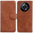 For Realme 11 Pro / 11 Pro+ / Narzo 60 Pro Skin Feel Pure Color Flip Leather Phone Case(Brown) - 1