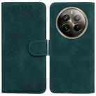 For Realme 12 Pro+ Global Skin Feel Pure Color Flip Leather Phone Case(Green) - 1