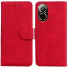 For Realme C67 4G Global Skin Feel Pure Color Flip Leather Phone Case(Red) - 1