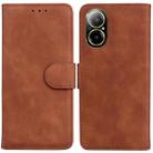 For Realme C67 4G Global Skin Feel Pure Color Flip Leather Phone Case(Brown) - 1