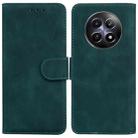 For Realme 12 5G Skin Feel Pure Color Flip Leather Phone Case(Green) - 1