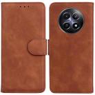 For Realme 12 5G Skin Feel Pure Color Flip Leather Phone Case(Brown) - 1