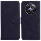 For Realme 12 5G Skin Feel Pure Color Flip Leather Phone Case(Black) - 1