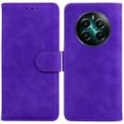 For Realme 12+ Skin Feel Pure Color Flip Leather Phone Case(Purple) - 1