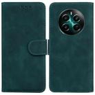 For Realme 12+ Skin Feel Pure Color Flip Leather Phone Case(Green) - 1