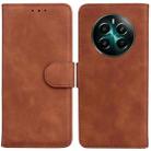 For Realme 12+ Skin Feel Pure Color Flip Leather Phone Case(Brown) - 1