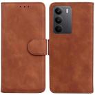 For Realme C75 Skin Feel Pure Color Flip Leather Phone Case(Brown) - 1