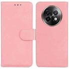 For Realme 13+ Global Skin Feel Pure Color Flip Leather Phone Case(Pink) - 1