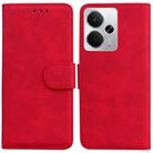 For Realme 14 Skin Feel Pure Color Flip Leather Phone Case(Red) - 1