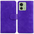 For Motorola Edge 40 Skin Feel Pure Color Flip Leather Phone Case(Purple) - 1