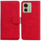 For Motorola Edge 40 Skin Feel Pure Color Flip Leather Phone Case(Red) - 1