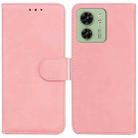 For Motorola Edge 40 Skin Feel Pure Color Flip Leather Phone Case(Pink) - 1