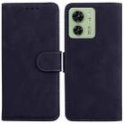 For Motorola Edge 40 Skin Feel Pure Color Flip Leather Phone Case(Black) - 1