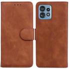 For Motorola Edge 40 Pro Skin Feel Pure Color Flip Leather Phone Case(Brown) - 1