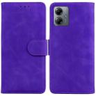 For Motorola Moto G14 Skin Feel Pure Color Flip Leather Phone Case(Purple) - 1