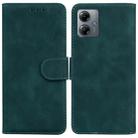 For Motorola Moto G14 Skin Feel Pure Color Flip Leather Phone Case(Green) - 1