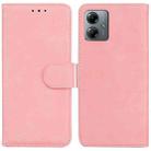 For Motorola Moto G14 Skin Feel Pure Color Flip Leather Phone Case(Pink) - 1