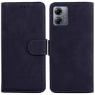 For Motorola Moto G14 Skin Feel Pure Color Flip Leather Phone Case(Black) - 1