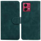 For Motorola Moto G84 Skin Feel Pure Color Flip Leather Phone Case(Green) - 1