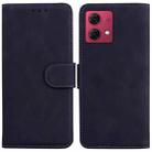 For Motorola Moto G84 Skin Feel Pure Color Flip Leather Phone Case(Black) - 1