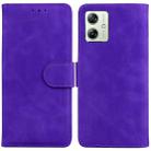 For Motorola Moto G54 Skin Feel Pure Color Flip Leather Phone Case(Purple) - 1